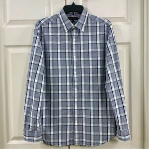 Banana Republic Men’s 100% Cotton Button Down Shirt White/Gray Size M
